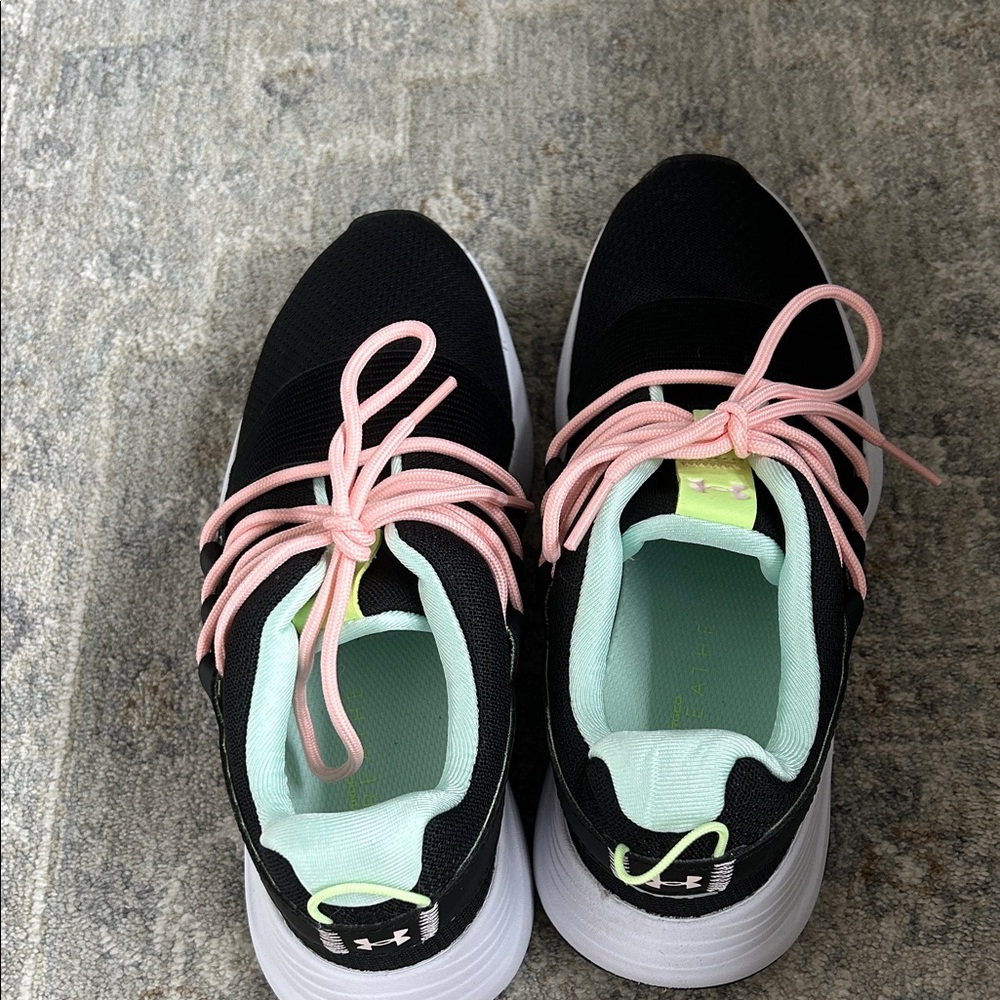 Under Armour Women's Black Sneakers w/ pink and green laces